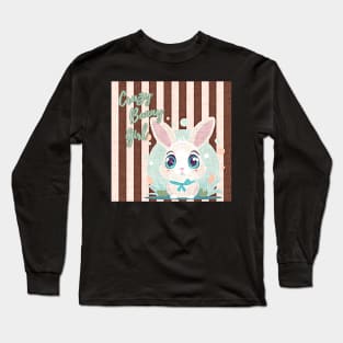 cute rabbit, "crazy bunny girl" quote, fabric like print, pastel colors Long Sleeve T-Shirt